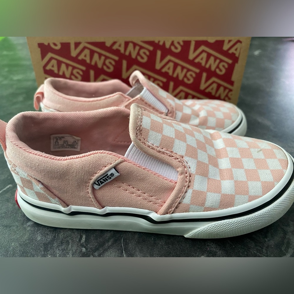 Toddler checkered Vans Slip on 9T